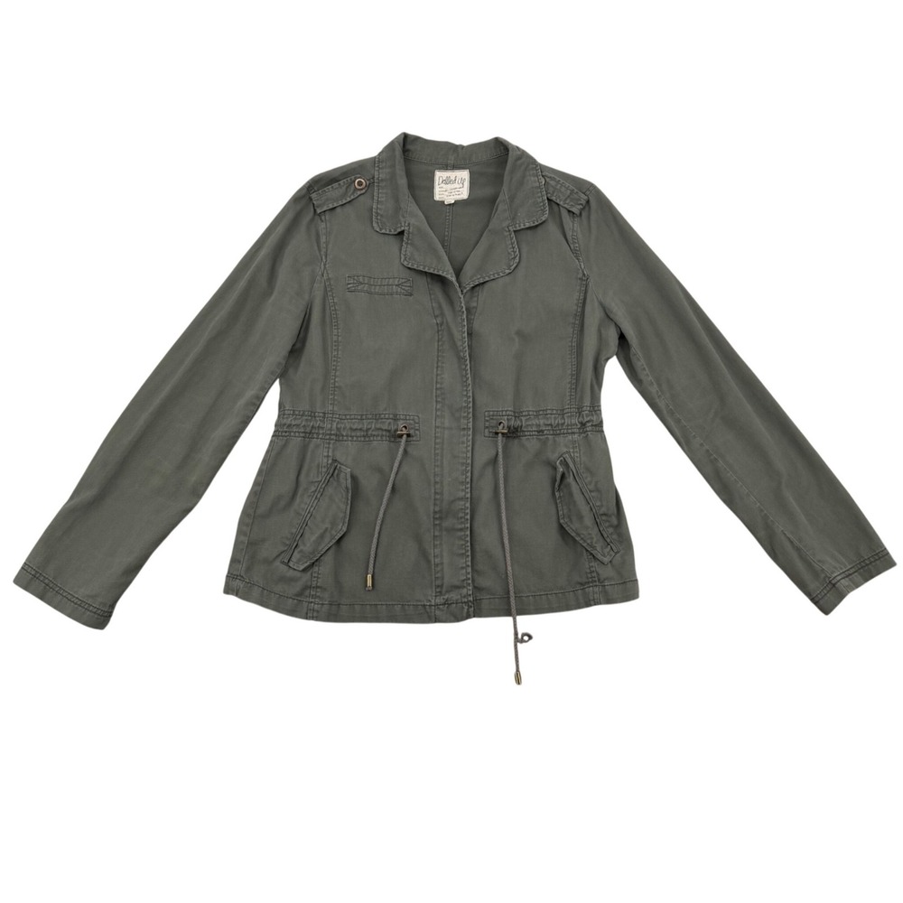 Dolled Up Utility Jacket Women XL Olive Green Military Drawstring D8OK342Y